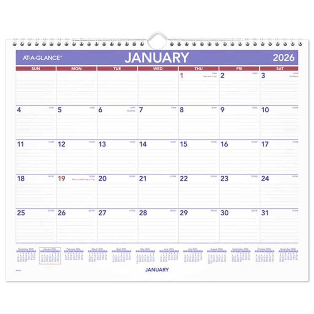 At A Glance, Calendars, Art & School, 15"x12", 2026, Monthly, Wall, 836317
